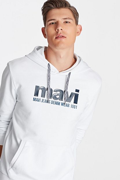 Mavi Erkek Sweatshirt Beyaz Trendyol