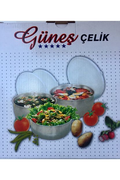 gunes celik paslanmaz 3 lu saklama kabi
