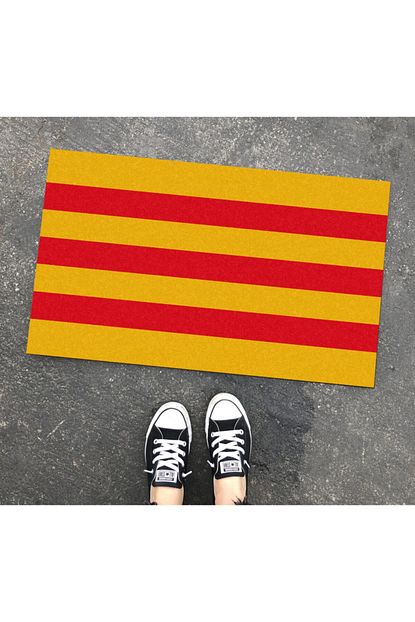 Olunca Sari Kirmizi Tasarim 45x75 Cm Kapi Onu Ve Ev Ici Paspas Trendyol