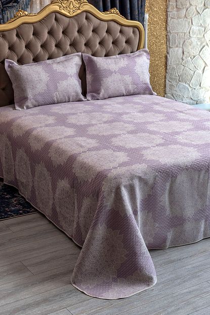 Brillant Mor Cift Kisilik Yatak Ortusu Seti Damask Trendyol