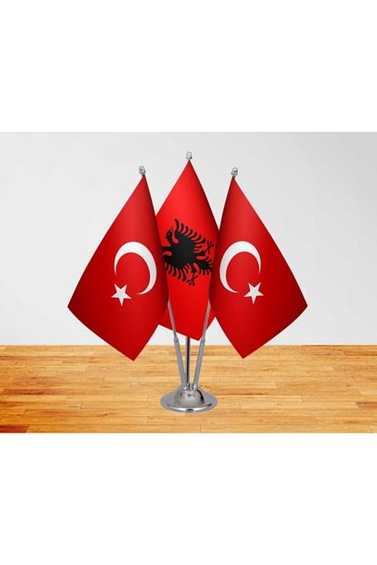 Vatan Bayrak Masa Ustu Arnavutluk Bayragi Turk Bayragi Uclu Direk Masa Bayragi Trendyol