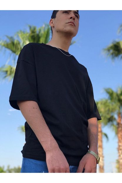 Miraten Erkek Siyah Oversize Basic T Shirt Trendyol
