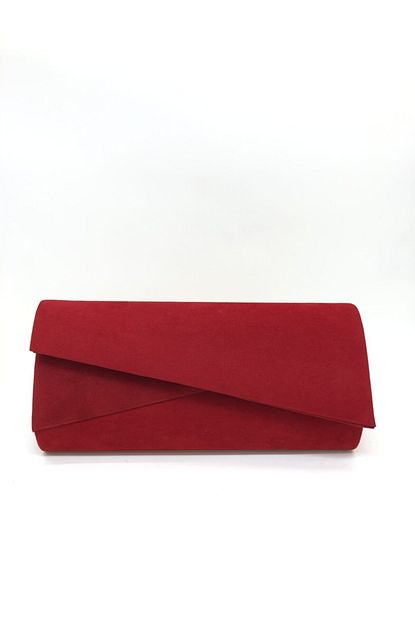 Womenacs Kadin Kirmizi Renk Suet Abiye Clutch Portfoy Canta Trendyol