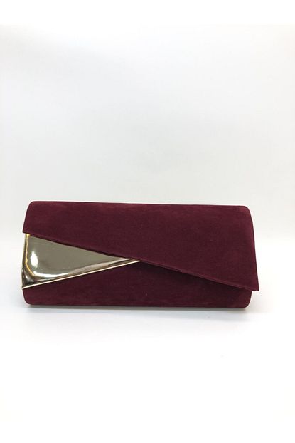 Womenacs Kadin Bordo Renk Abiye Clutch Portfoy Canta Trendyol