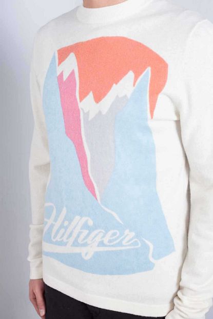 Tommy Erkek Beyaz Mavi Hilfiger Baskili Kazak Trendyol