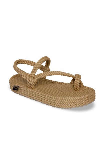 Nomadic Republic Hawaii Platform Kadin Halat Ip Sandalet Bej Trendyol