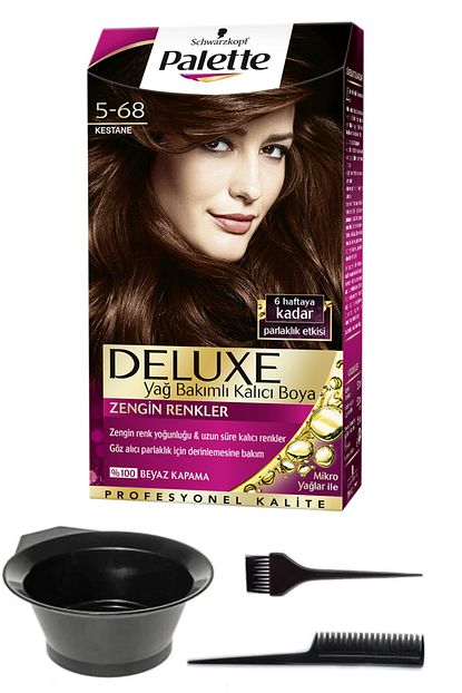 schwarzkopf palette deluxe 5 68 kestane sac boyasi ve sac boyama seti fiyati yorumlari trendyol