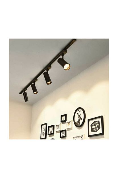 Led Pazari 4 Adet 360 Derece Donen Led Ray Spot Lamba 1 Metre Rayli Armatur Siyah Kasa Beyaz Isik Trendyol