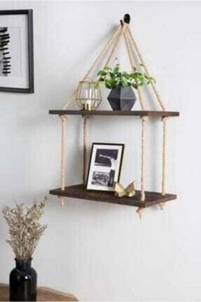 Lina Home Kahverengi Dekoratif El Yapimi 2 Gozlu Ahsap Raf Trendyol