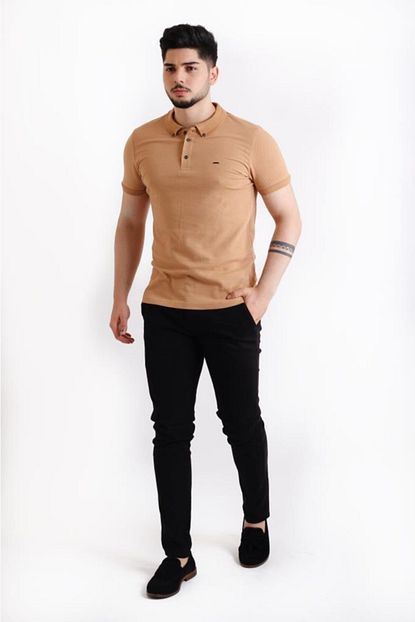 Stil Kombin Erkek Hardal Polo Yaka T Shirt Trendyol