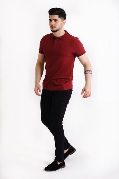 Stil Kombin Erkek Bordo Quick Minik Petekli Polo Yaka Tisort Trendyol