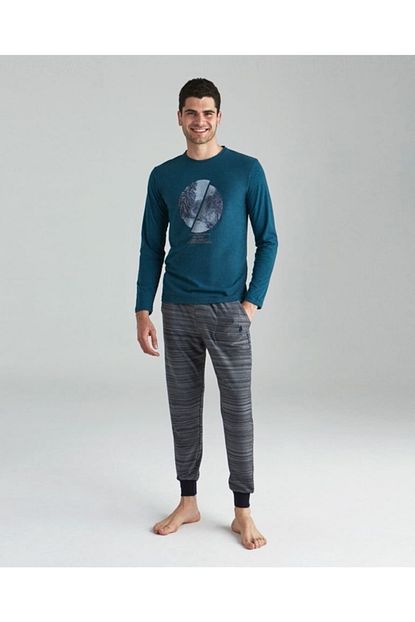 U S Polo Erkek Yesil Us Polo Yuvarlak Yaka Pijama Takim Trendyol