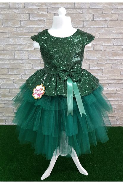 Mixie Yesil Kiz Cocuk Payetli Abiye Elbise Trendyol