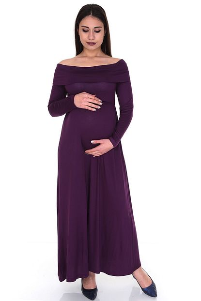 Angel Mom Kadin Mor Acik Omuzlu Hamile Elbisesi Trendyol