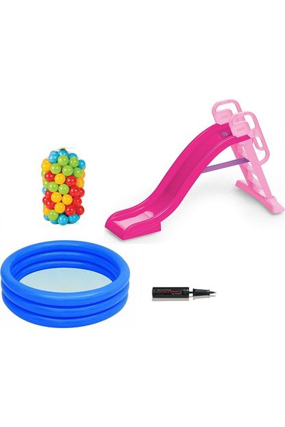 Dolu Oyuncak Su Kaydiragi Top Havuzu Oyun Seti Pembe Trendyol