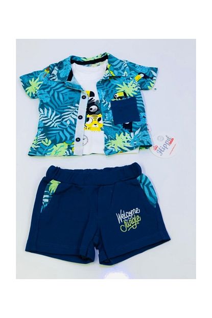 Hippil Hawaii Gomlekli 3 Lu Takim Erkek Bebek T Shirt Gomlek Sort Yazlik Kisa Kollu Takim 776677 Trendyol