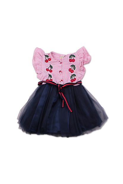 Alya Baby Store Kiz Bebek Lacivert Kirazli Elbise Trendyol