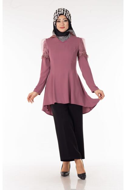 kolu organize tul lila tesettur tunik tsn1008 3