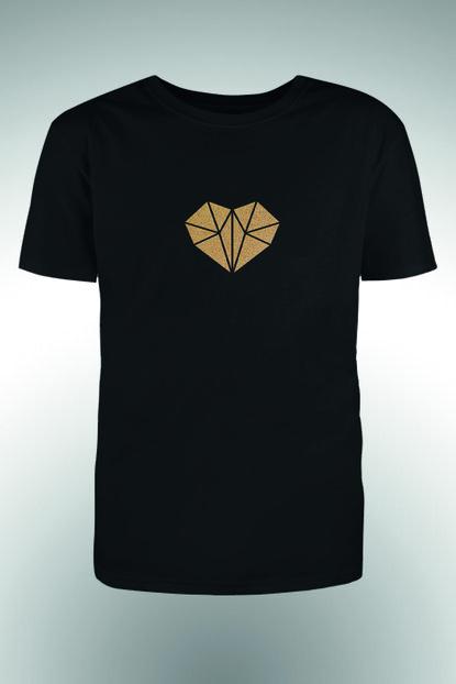 By Okat Erkek Altin Sarisi Kalp 3 Baskili T Shirt Trendyol