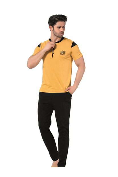 Donex Erkek Sari Pijama Takim 2606 Trendyol