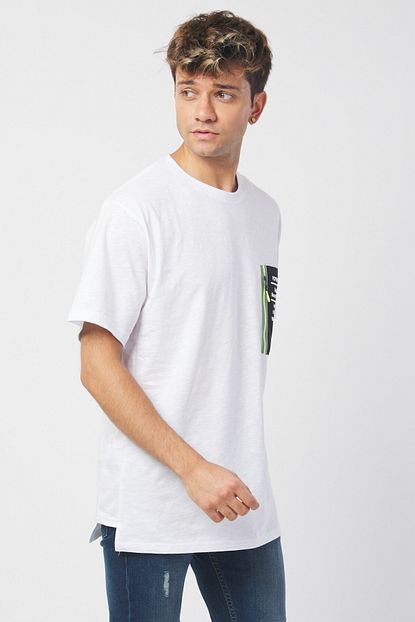Jack Morino Erkek Beyaz Oversize Cep Detayli Tisort 2086 Trendyol