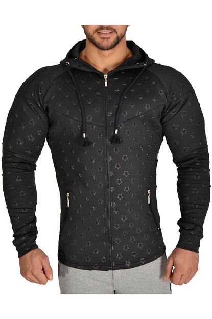 Stilya Erkek Siyah Fitness Performans Kapsonlu Fermuarli Sweatshirt 3618 Trendyol