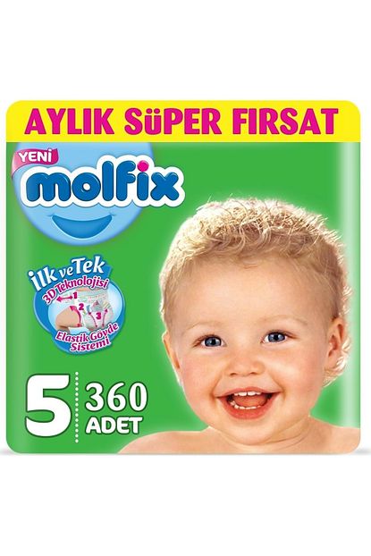 Molfix Bebek Bezi 5 Beden Extra Large Aylik Firsat 6 Li Paket 360 Adet Trendyol