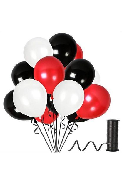 Kullanatparty Kirmizi Siyah Beyaz Metalik Sedefli Balon 100 Adet Trendyol