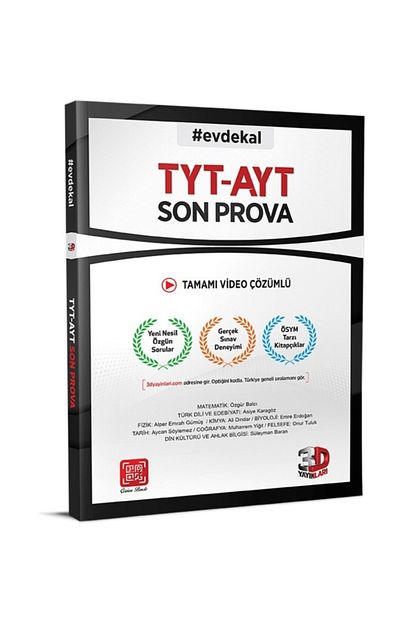 3d Yayinlari Tyt Ayt Son Prova Denemesi Tamami Video Cozumlu Trendyol