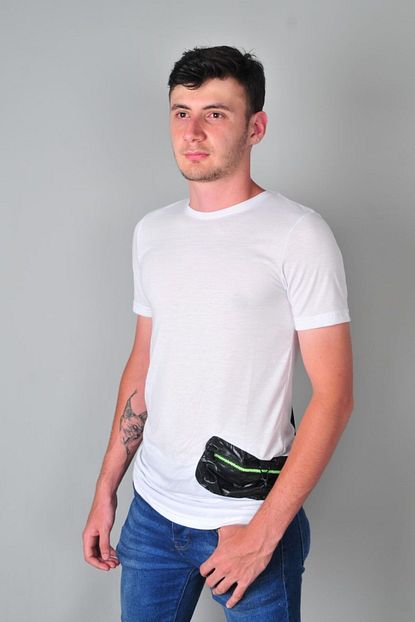 Rocqerx Erkek Beyaz Oversize Cantali T Shirt Trendyol