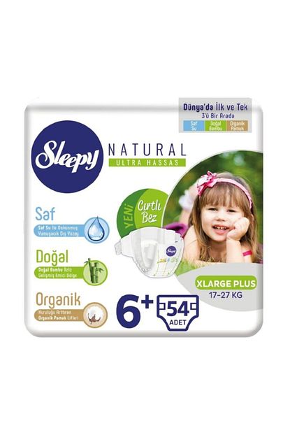 Sleepy Natural Bebek Bezi 6 Numara Xlarge Plus 54 Adet 17 27 Kg Trendyol