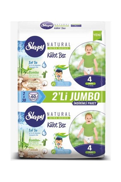 Sleepy Natural Jumbo 4 Beden 60 Li Bebek Bezi 7 14 Kg Trendyol