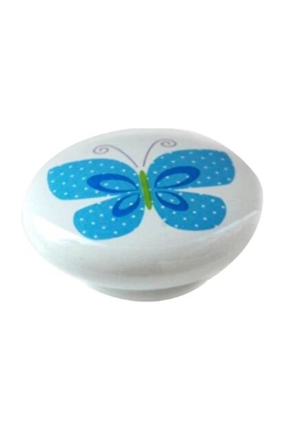 Arwino 3 Adet Gercek Porselen Kulp Tek Vidali Dugme Mavi Kelebek Cekmece Dolap Mobilya Kulpu Trendyol