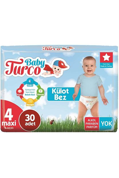 Baby Turco Kulot Bebek Bezi Jumbo Beden 4 Maxi 30 Adet 8 18 Kg Trendyol