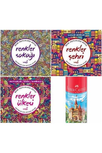 Indigo Kitap Indigo 4 Lu Mandala Seti Renklerin Sokagi Renklerin Sehri Renklerin Ulkesi Faber 36 Kuru Boya Trendyol
