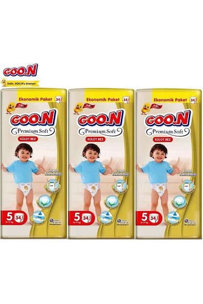 Goo N Goon Premium Soft Dev Kulot Bez Beden 5 12 17kg 102 Adet 3pk 34 Bebek Bezi Trendyol