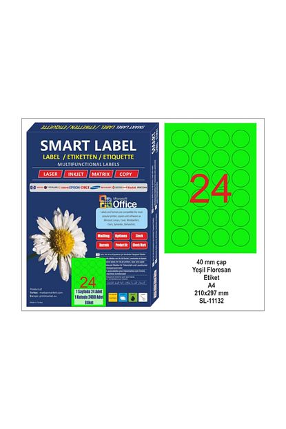 smart label floresan yesil etiket 40 mm