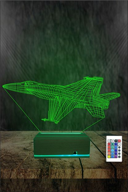 Algelsin 3d 3 Boyutlu Gece Lambasi Jet Tasarimli Masa Lambasi Trendyol