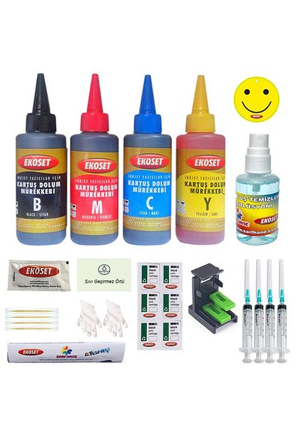 Ekoset Hp Deskjet 3775 Deskjet 3785 Deskjet 3787 Icin Kartus Dolum Seti 50 Dolumluk Renkli Siyah Hp 652 Trendyol