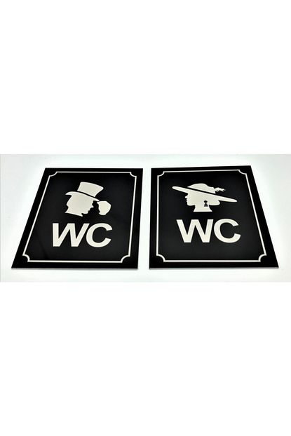Se Dizayn Wc Tabelasi Bay Bayan Takim 2 Adet Siyah Renk Kapi Yonlendirme Levhasi 10 Cm X 12 Cm Rezopal Levha Trendyol