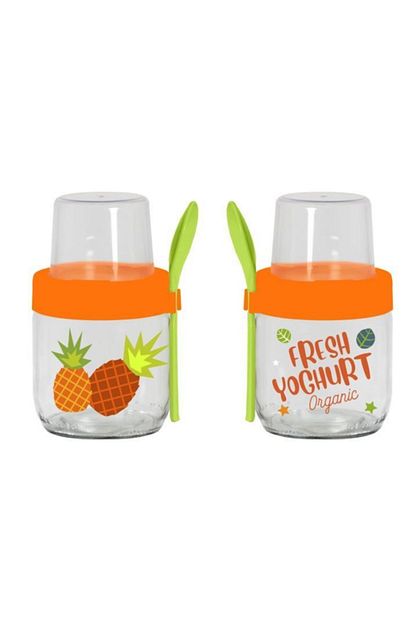 Solmazer 425 Cc Desenli Kasikli Yogurt Kabi Turuncu Trendyol