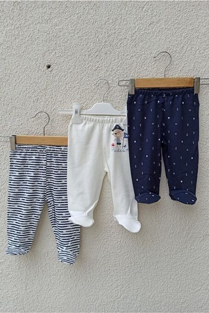 Anilco Baby Erkek Bebek Denizci Desenli 3 Lu Ayakli Tek Alt Pantolon Trendyol