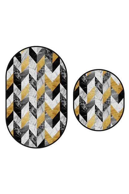 Soley Mozaik Desenli Oval 2 Li Banyo Paspas Hali Takimi Kaymaz Taban 60x100 60x50 Trendyol
