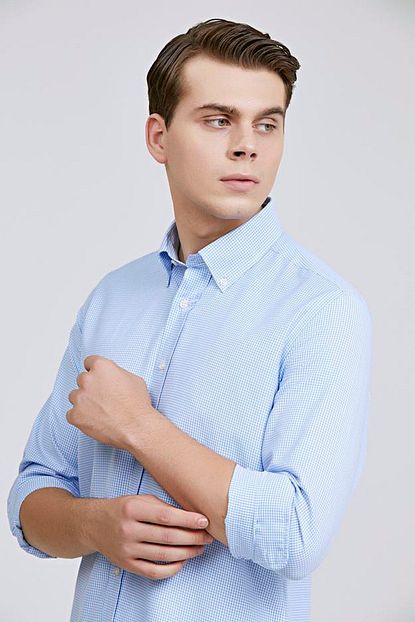 D S Damat Slim Fit Erkek Gomlek Mavi Renk Trendyol
