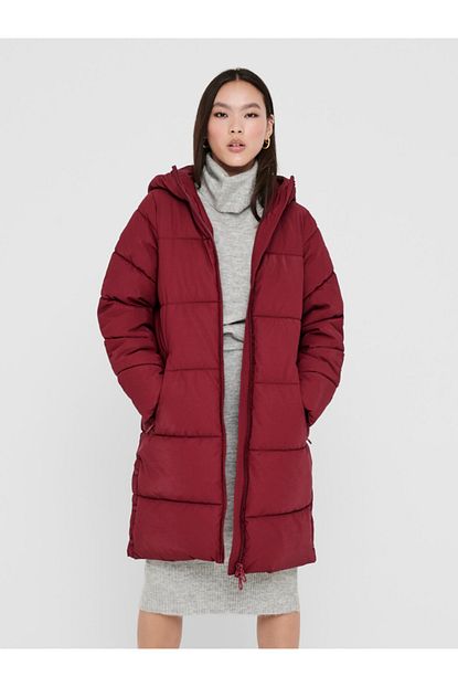 Only Sienna Long Puffer Coat Otw Kadin Kirmizi Mont 15208398 17 Trendyol