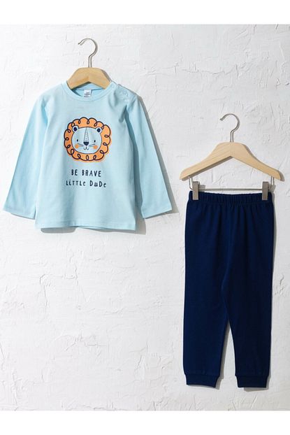 Lc Waikiki Erkek Cocuk Turkuaz Q6f Pijama Takimi Trendyol