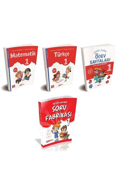 Kirmizi Beyaz Yayinlari Kirmizi Beyaz 1 Sinif Turkce Matematik 3lu Set Soru Fabrikasi Trendyol