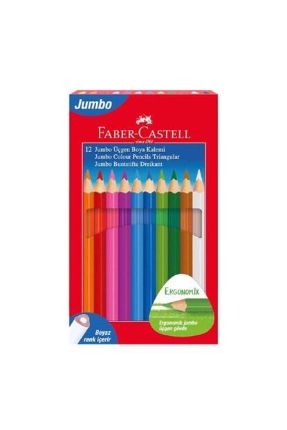 Faber Castell Jumbo Ucgen Tam Boy Kuru Boya Kalemi 12 Li Trendyol