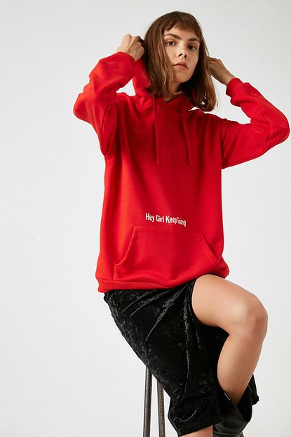 Koton Kadin Kirmizi Sweatshirt 1kal68370ok Trendyol