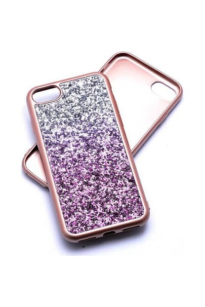 iphone 7 8 plus pembe renk simli telefon kilif